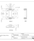 Technical drawing of Sugatsune LAMP Friction Hinge for monitors and displays, showcasing dimensions and six-hole layout in 304 stainless steel.