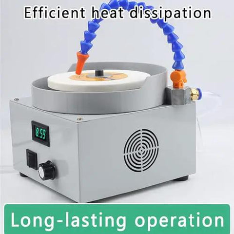 Professional Grade Wet Bench Sander And Slick Knife Sharpener Featuring Three Precision Diamond Grinders For Easy Metal Jade And Glass Polishing Jobs Without The Hassle with adjustable cooling pipe.