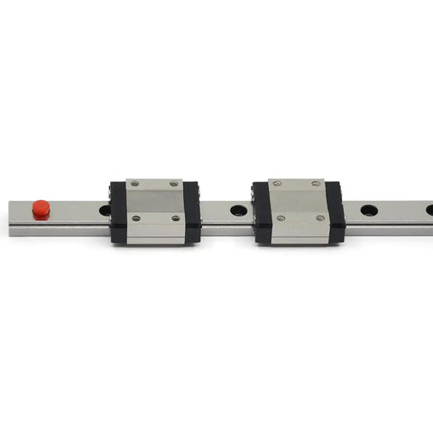 350mm MGN12 Linear Rail Guide with Dual MGN12C Carriage Blocks, red stoppers, 4 M3 threaded holes, for 3D printers and CNC machines