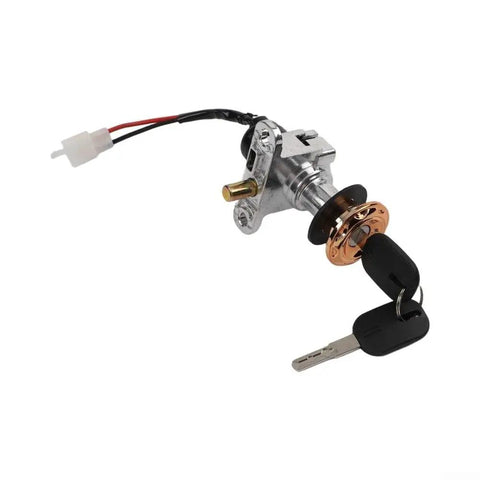 Solid 2 Pin E Bike Ignition Switch Lock Set With Two Keys For Electric Scooters Tricycles Seamless Replacement For Old Broken Units Secure Ride Protection, 2-pin metal lock with wires and keys