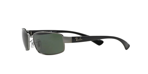 Metal Rectangular Sunglasses With Polarized Green Lenses In Gunmetal Frame 62 mm Durable Vintage Style Eyewear Unisex With Side View