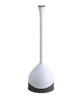Heavy Duty Toilet Plunger With Hideaway Holder Caddy, 6.5 by 19.5 inches, compact white design, non-skid rubber base