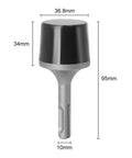 Beefy Pro Grade Heavy Duty Rubber Hammer Head with SDS Plus Shank, suitable for electric hammers, shown with dimensions.