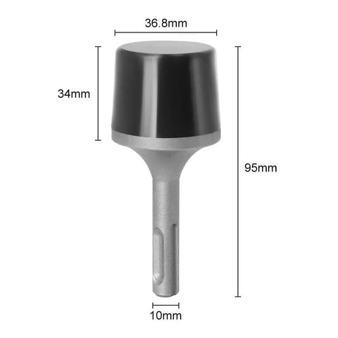 Beefy Pro Grade Heavy Duty Rubber Hammer Head with SDS Plus Shank, suitable for electric hammers, shown with dimensions.