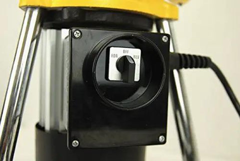 Control panel of Badass Sectional Drain Cleaner Half Horsepower Motor showing ON/OFF and REV switch for easy operation.