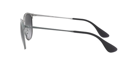 Side view of Erika Metal Round Sunglasses Unisex Design For Men And Women, Lightweight Frame With Keyhole Bridge, metallic gray color.