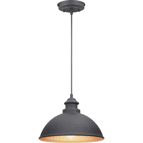 Farmhouse Outdoor Hanging Lantern Light With Textured Black Finish, 1 Light Exterior Pendant Lantern For Porch Or Patio
