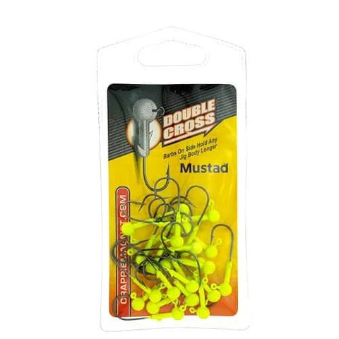 Double Cross Jig Heads 25 Pack One Thirty Second Ounce Chartreuse No Slip Grip For Crappie Fishing Tackle With Dual Cross Barbs