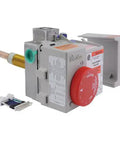 SP12556 Upgraded Gas Water Heater Valve Thermostat Replacement for Appliance Models, featuring red control knob and safety labels.
