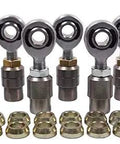 Heavy Duty No BS Chrome Moly Steel Spherical Rod End Kit For 4 Link Suspension With Left And Right Hand Ends Includes Cone Washers And Jam Nuts For Gritty Trail Builds, 8 piece kit with rod ends and washers.