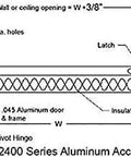 Diagram of Heavy Duty 16X16 Inch Aluminum Access Panel With Insulated Core And Snap Tight Gasket Keyed Cylinder Lock Includes Two Keys.