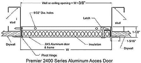 Diagram of Heavy Duty 16X16 Inch Aluminum Access Panel With Insulated Core And Snap Tight Gasket Keyed Cylinder Lock Includes Two Keys.