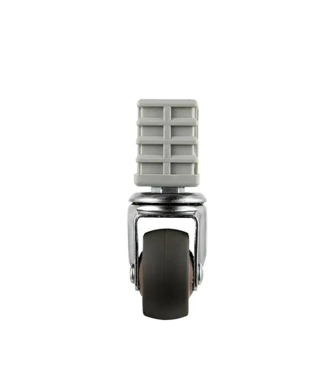 Front view of Four Pack 1.5 Inch Furniture Square Tube Caster Wheels Set With Stainless Steel Silent Brakes for universal racks.