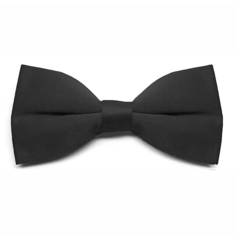 Men's Pre-Tied Clip-On Bow Tie Black Satin Finish With Heavy 1-Inch Clips, Measures 4.5 Inches Across And 2.25 Inches High At Ends, Fits Teens To Adults, Easy Formal Accessory For Weddings, Parties, And Everyday Go-To Sharp Style.