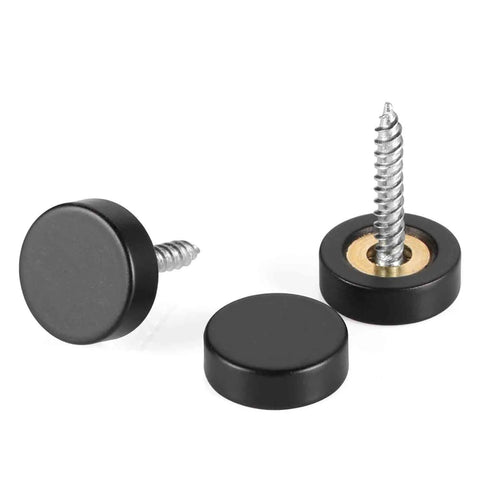 Solid Brass Screw Cover Caps Black Finish 0.6 Inch Diameter 15.3 Mm 20 Pack With Screws And Washers