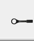 Heavy-Duty Offset Striking Wrench Two And Three Quarters Inch 12-Point for tight spaces shown in scale related to hand size