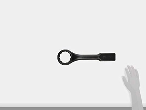 Heavy-Duty Offset Striking Wrench Two And Three Quarters Inch 12-Point for tight spaces shown in scale related to hand size
