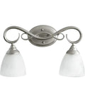 Powell Collection Four-Light Bathroom Vanity Fixture In Classic Nickel Finish with elegant curves and frosted glass shades