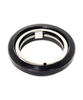 Axial seal Ø40 mm V2, black outer elastomer with silver metal inner ring (front view)