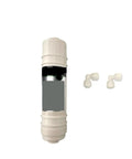 Top Shelf Water Filter Cartridge For Direct Drink Ice And Coffee Systems 1 Micron Sediment Prefilter with grey build and connectors.