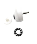 White ECOVACS front caster wheel with metal axle, white spacer, and ball bearing