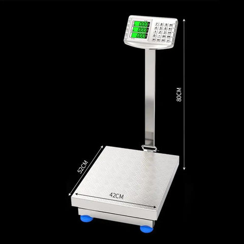 Heavy Duty Digital Floor Scale Featuring HD LCD Screen And Stainless Buttons Dead On Accurate Up To 660 Pounds visible with measurements.