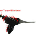 Black 8mm Banjo Front Right Hydraulic Brake Master Cylinder for Pit Dirt Bike and ATV Taotao DB14, side view with measurements