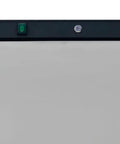 Top Shelf Commercial Workhorse Refrigerator With Heavy Duty Stainless Exterior And No Sweat Temperature Control For Busy Cafes Restaurants And Catering Services control panel with temperature display.