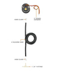 GlowShift 52mm boost/vacuum gauge kit with smoked lens, includes 6' silicone hose, 2' power harness, T-fitting.