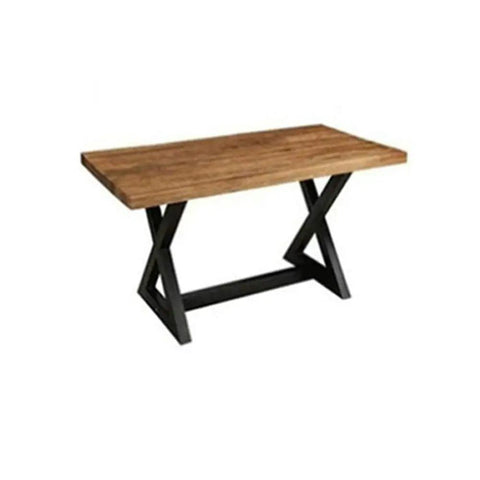 Heavy Duty Aluminum Alloy Table Legs And Cabinet Feet Rock Solid Triangular Brace Design No Sweat Screw Assembly For TV Stands Couches And Everyday Home Upgrades with wooden top and black frame.