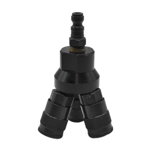 Aluminum Round Manifold Kit With Three One Quarter Inch Steel Automotive Couplers And One Quarter Inch Steel Plug