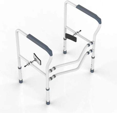 Heavy Duty Toilet Safety Rails For Seniors Standalone Grab Bars With Adjustable Height And Width Easy Install Supports Up To 350 Lbs