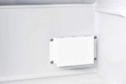Compact Medical Freezer With Digital Thermostat And Secure Front Lock Nist Calibrated Thermometer white interior with digital thermometer panel.