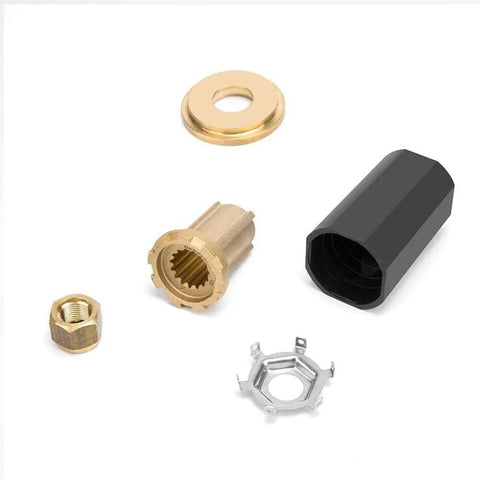 Interchangeable hub kits for Dope Aluminum Propeller for Mercury Outboards 60 to 115 HP Replacement, components shown.