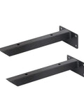 Hella Sturdy Heavy Duty Wall Mounted Shelf Brackets Iron Metal Shelving Supports Rust Proof Storage Braces in black finish.