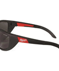 Side view of black and red Performance Safety Glasses With Fog Free Anti Scratch Lenses And Comfortable Arms For All Day Comfort For Work.