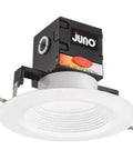 OneUp 6 Inch LED Downlight Canless Direct Wire 90CRI True Color Light Recessed Baffle Trim White Finish with junction box visible