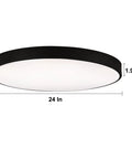 24 Inch Black LED Flush Mount Ceiling Light Modern Large Round Fixture Brighten Up Space 40W Ceiling Lamp for Bedroom Living Room Kitchen Hallway With 3 Color Temperatures 3000K 4000K 5000K and Easy Wall Switch