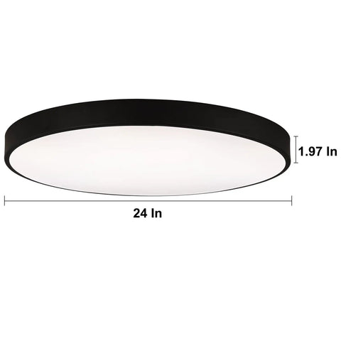 24 Inch Black LED Flush Mount Ceiling Light Modern Large Round Fixture Brighten Up Space 40W Ceiling Lamp for Bedroom Living Room Kitchen Hallway With 3 Color Temperatures 3000K 4000K 5000K and Easy Wall Switch
