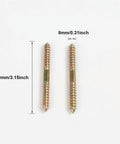 20 Piece Heavy Duty Double End Dowel Screws Iron Threaded Wood Connecting Bolts For Furniture Assembly And Woodworking Projects Tough As Nails Bulletproof Hold 8X60mm Hardware Set, showing two screws with dimensions.