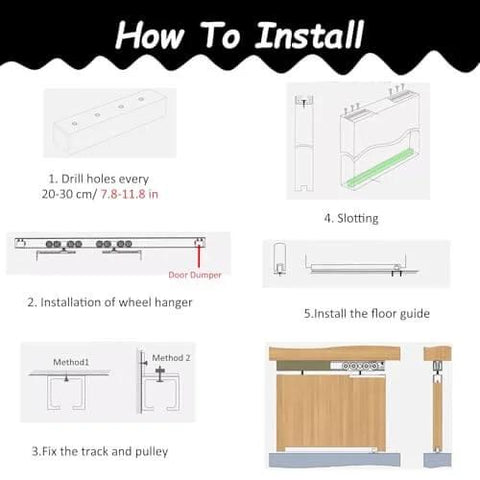 Installation guide for Go-To Heavy Duty Sliding Door Hardware Kit For Double Barn Doors With Soft Close Bypass Track System Wall Or Ceiling Mount
