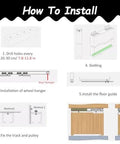 Installation steps for Heavy Duty Black Sliding Door Hardware Kit For Double Barn Doors With Soft Close Bypass Track System