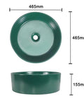 Bathroom Sink Bathroom Round Non-Porous Ceramic Wash Basin Dark Green Wash Basin Bathroom Art Above Counter Basin dimensions of 465mm