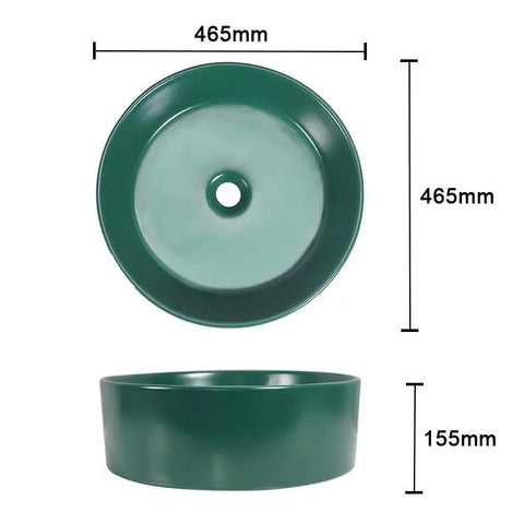 Bathroom Sink Bathroom Round Non-Porous Ceramic Wash Basin Dark Green Wash Basin Bathroom Art Above Counter Basin dimensions of 465mm