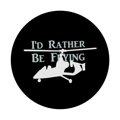 Black PopGrip featuring "I'd Rather Be Flying" text with a gyrocopter design. Gyrocopter Gyroplane Aviation Enthusiast PopSockets PopGrip.