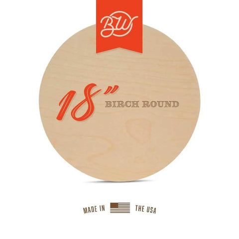 18-inch birch wood round, 1/4-inch thick plywood circle for crafts, signs, painting; Made in USA
