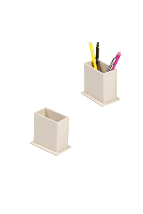 Bonded Leather Boss Level 12-Piece Executive Desk Set with note holder and pen holder in cream color
