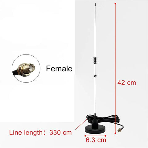 UT106 Dual Band Magnetic Base Ham Radio Antenna With SMA Female Connector, 42cm antenna, 330cm cable, 6.3cm magnetic mount