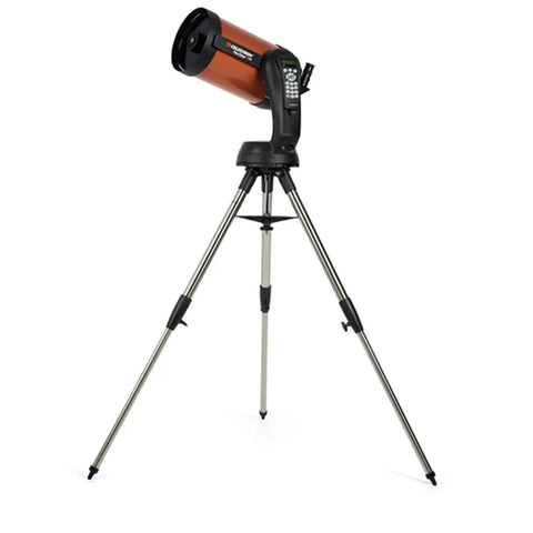 GoTo Telescope Bundle With 8SE Schmidt Cassegrain Computerized NexStar System on stainless tripod side view