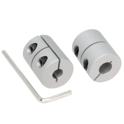 Two Pack Shaft Coupling Six Point Three Five To Eight Millimeter Aluminum Alloy Rigid Coupler Twenty Five Millimeter Length Twenty Millimeter Diameter For Stepper Motor Ideal For 3D Printers CNC Machines And DIY Projects, 2 couplers with Allen key